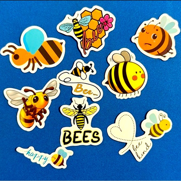 NEW! - Set of 9 bee stickers - honey bee - hive NWOT - Picture 1 of 5